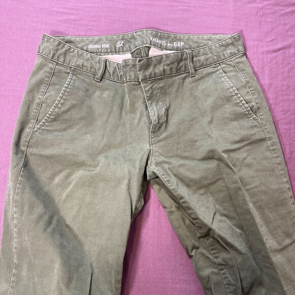 Olive Green Khakis by Gap skinny size 2 with 25" inseam - like NEW - Picture 3 of 7